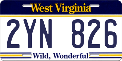 WV license plate 2YN826
