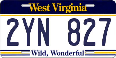 WV license plate 2YN827