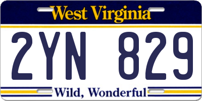 WV license plate 2YN829