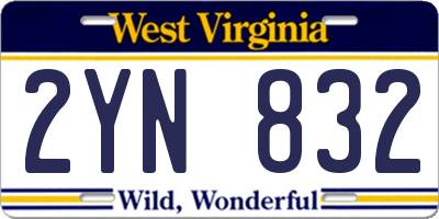 WV license plate 2YN832