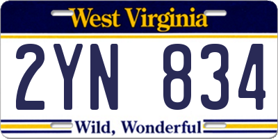 WV license plate 2YN834