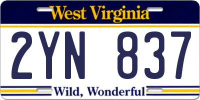 WV license plate 2YN837