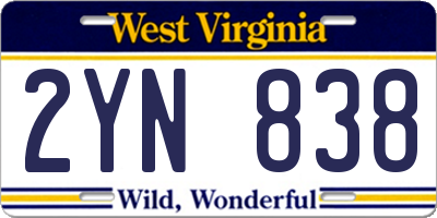 WV license plate 2YN838
