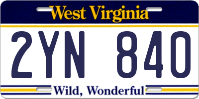 WV license plate 2YN840