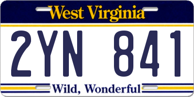 WV license plate 2YN841
