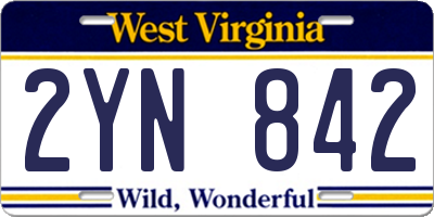WV license plate 2YN842