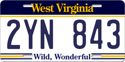 WV license plate 2YN843