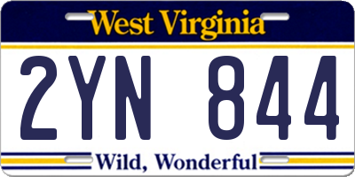 WV license plate 2YN844
