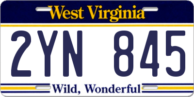 WV license plate 2YN845