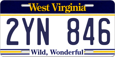 WV license plate 2YN846