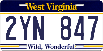 WV license plate 2YN847