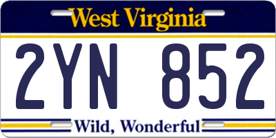 WV license plate 2YN852