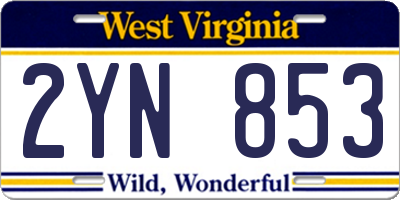 WV license plate 2YN853
