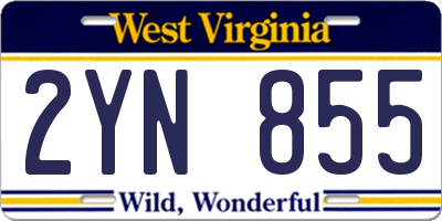 WV license plate 2YN855