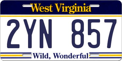 WV license plate 2YN857