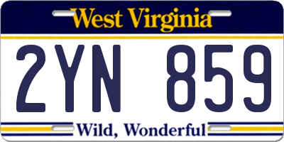 WV license plate 2YN859