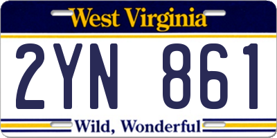 WV license plate 2YN861