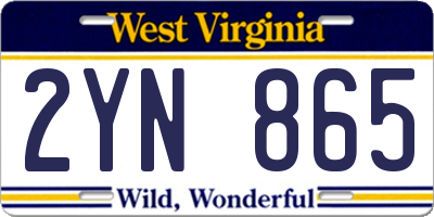 WV license plate 2YN865