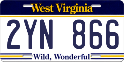 WV license plate 2YN866