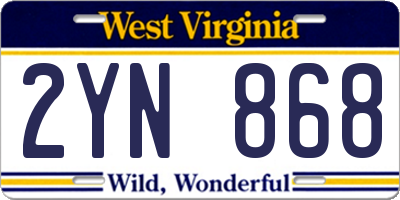 WV license plate 2YN868