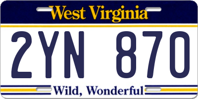 WV license plate 2YN870