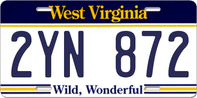 WV license plate 2YN872