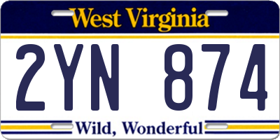 WV license plate 2YN874