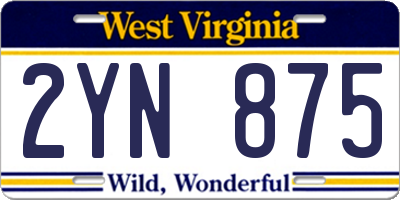 WV license plate 2YN875