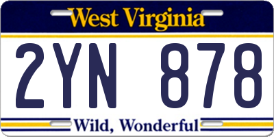 WV license plate 2YN878