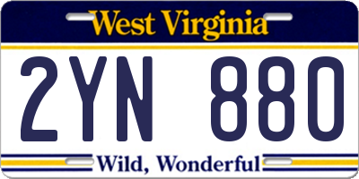WV license plate 2YN880