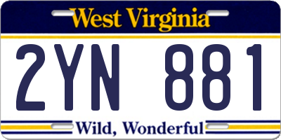 WV license plate 2YN881