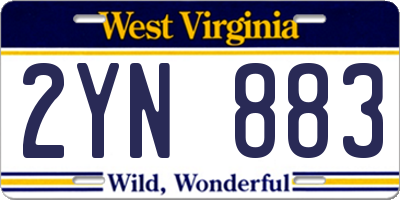 WV license plate 2YN883