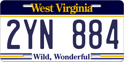 WV license plate 2YN884
