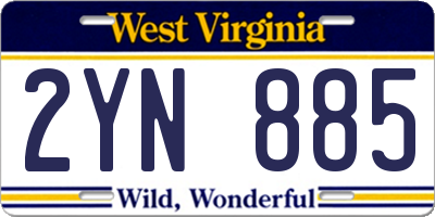 WV license plate 2YN885
