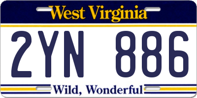 WV license plate 2YN886