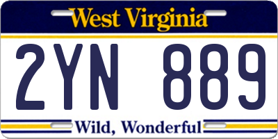 WV license plate 2YN889