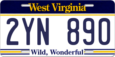 WV license plate 2YN890