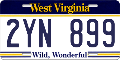 WV license plate 2YN899