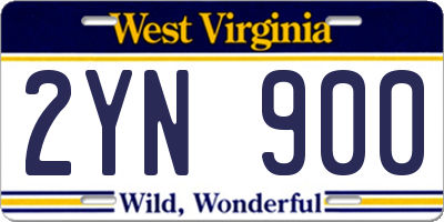 WV license plate 2YN900