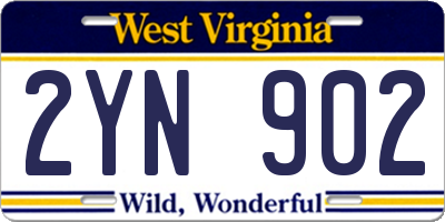 WV license plate 2YN902