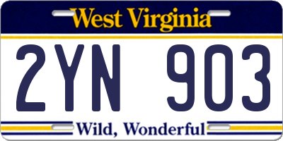 WV license plate 2YN903