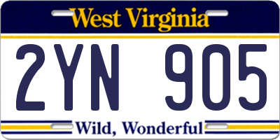 WV license plate 2YN905