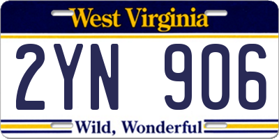 WV license plate 2YN906