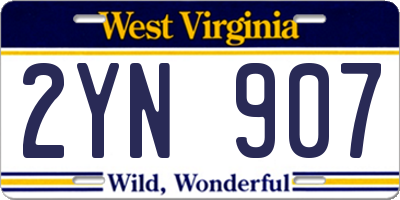 WV license plate 2YN907