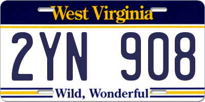 WV license plate 2YN908