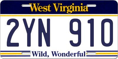 WV license plate 2YN910