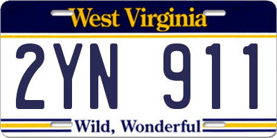 WV license plate 2YN911