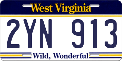 WV license plate 2YN913