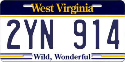 WV license plate 2YN914