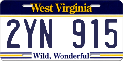 WV license plate 2YN915